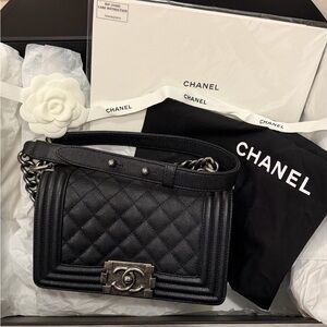 Chanel Small Boy Black Quilted Shoulder Bag